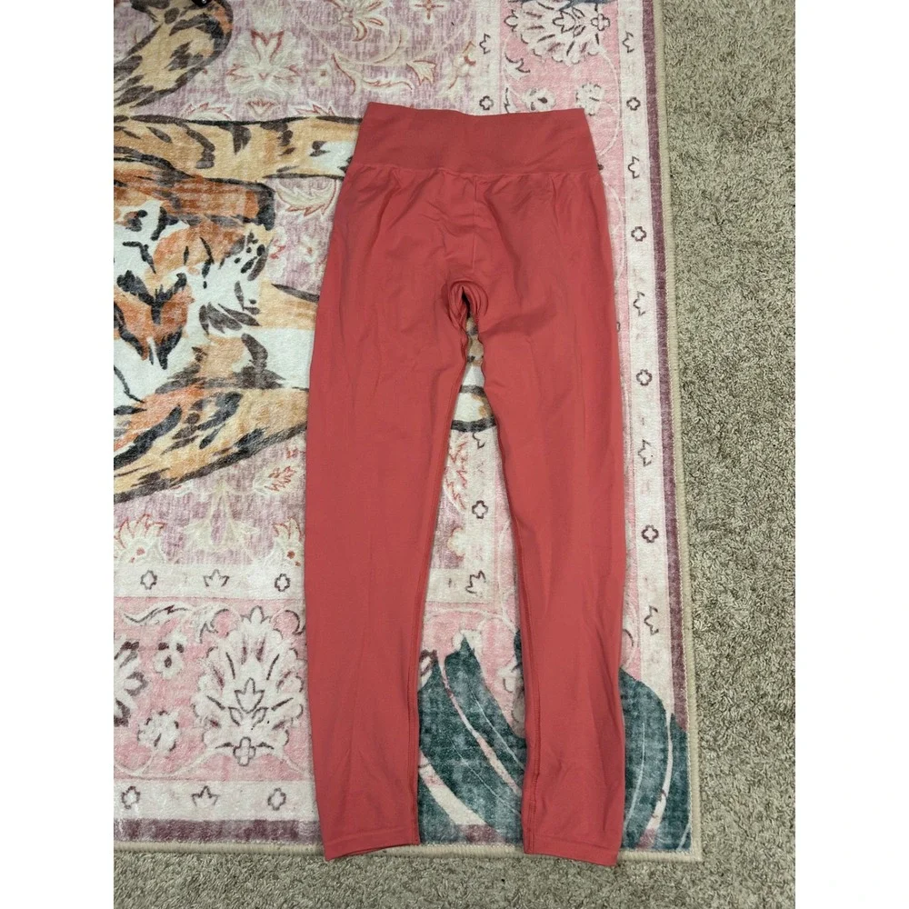 Gymshark Vital Seamless Leggings Coral Pink Orange Workout High Waist‎ Small